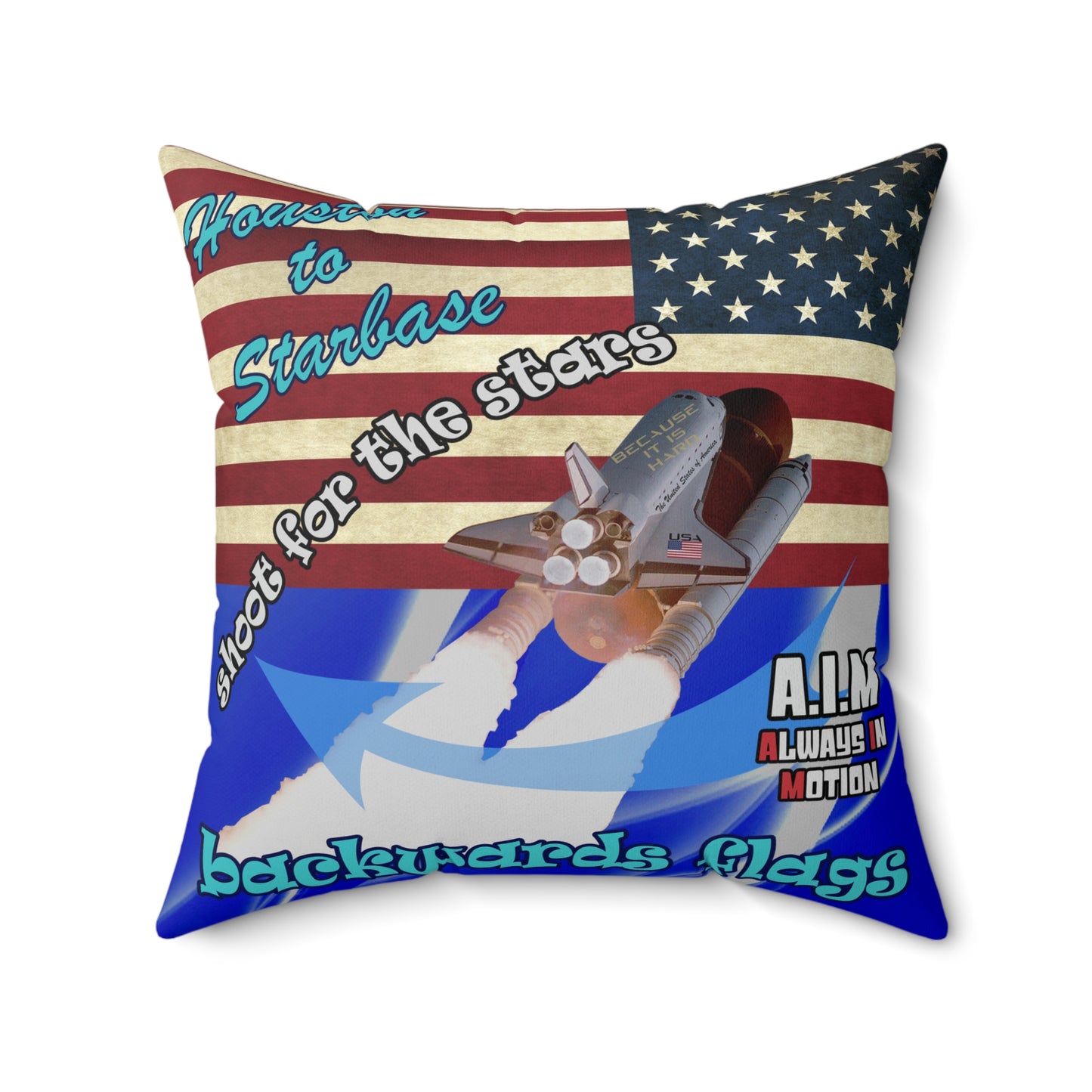shoot for the stars - Spun Polyester Square Pillow - (blue-white wave)