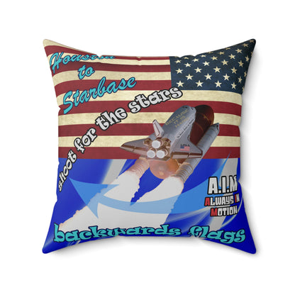shoot for the stars - Spun Polyester Square Pillow - (blue-white wave)