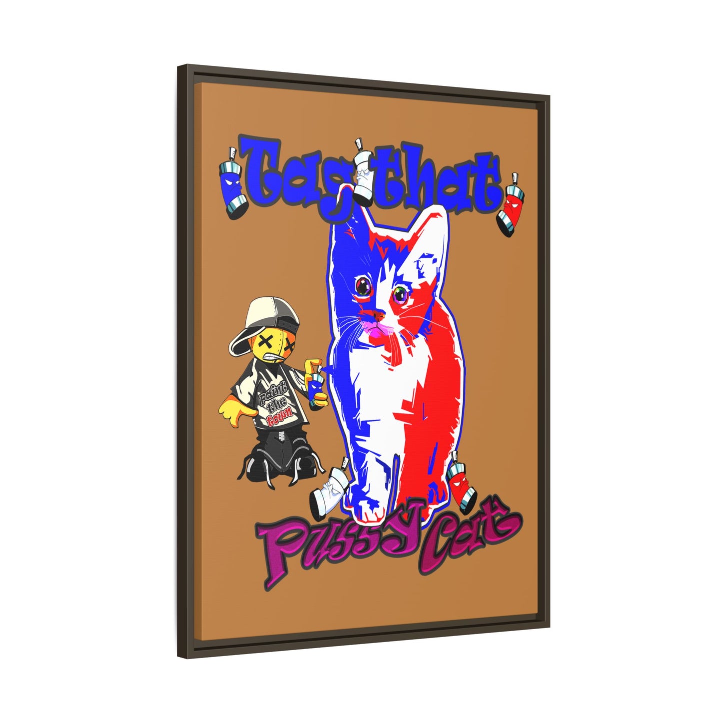 tag that - framed canvas art (light brown)