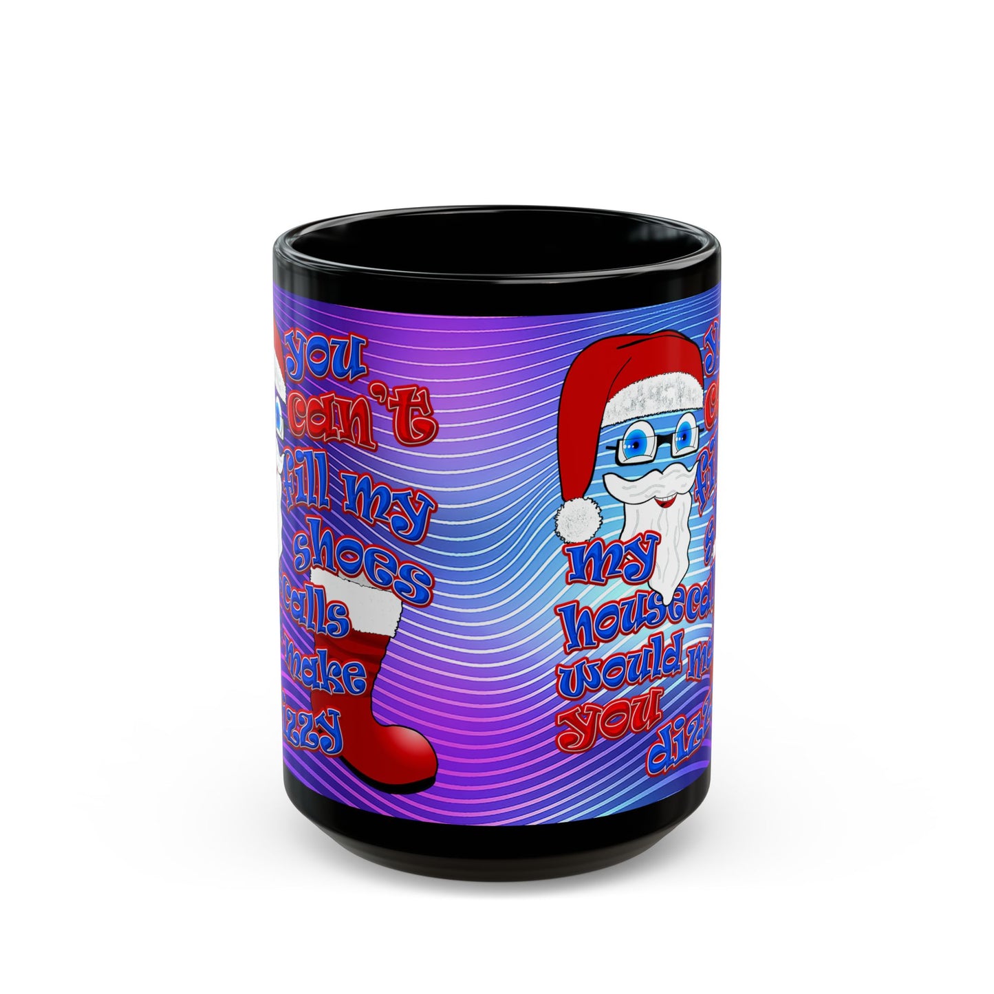 santa's shoes - Black Mug (purple wave)
