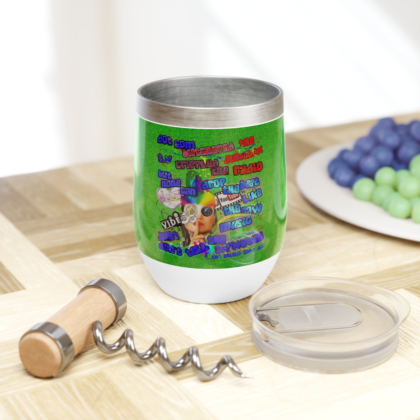 drop the beat - Chill Wine Tumbler  (green turf)