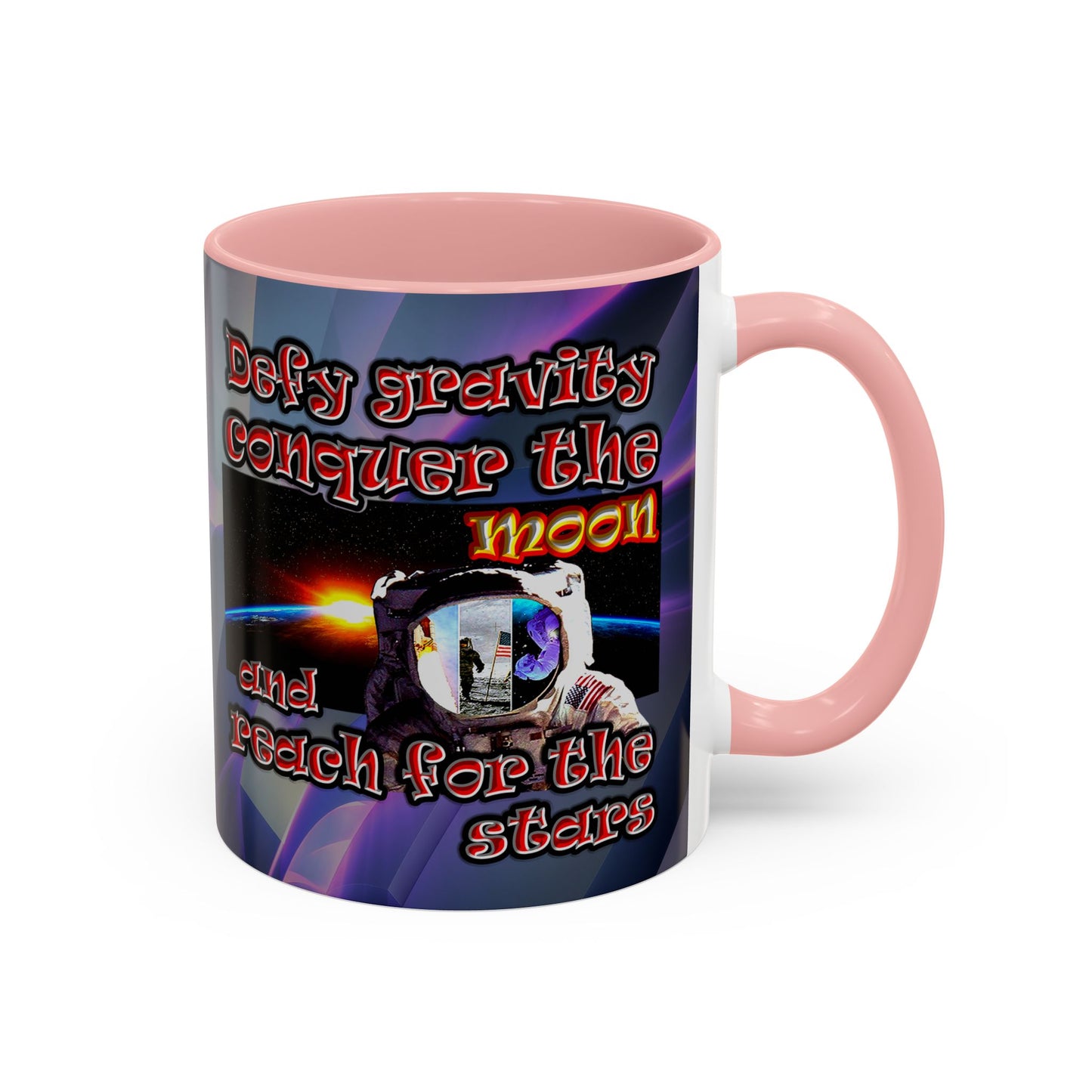 defy conquer reach - Accent Mug (grey-pink wave)