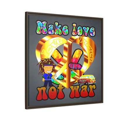 love peace - framed canvas art (grey-light grey)