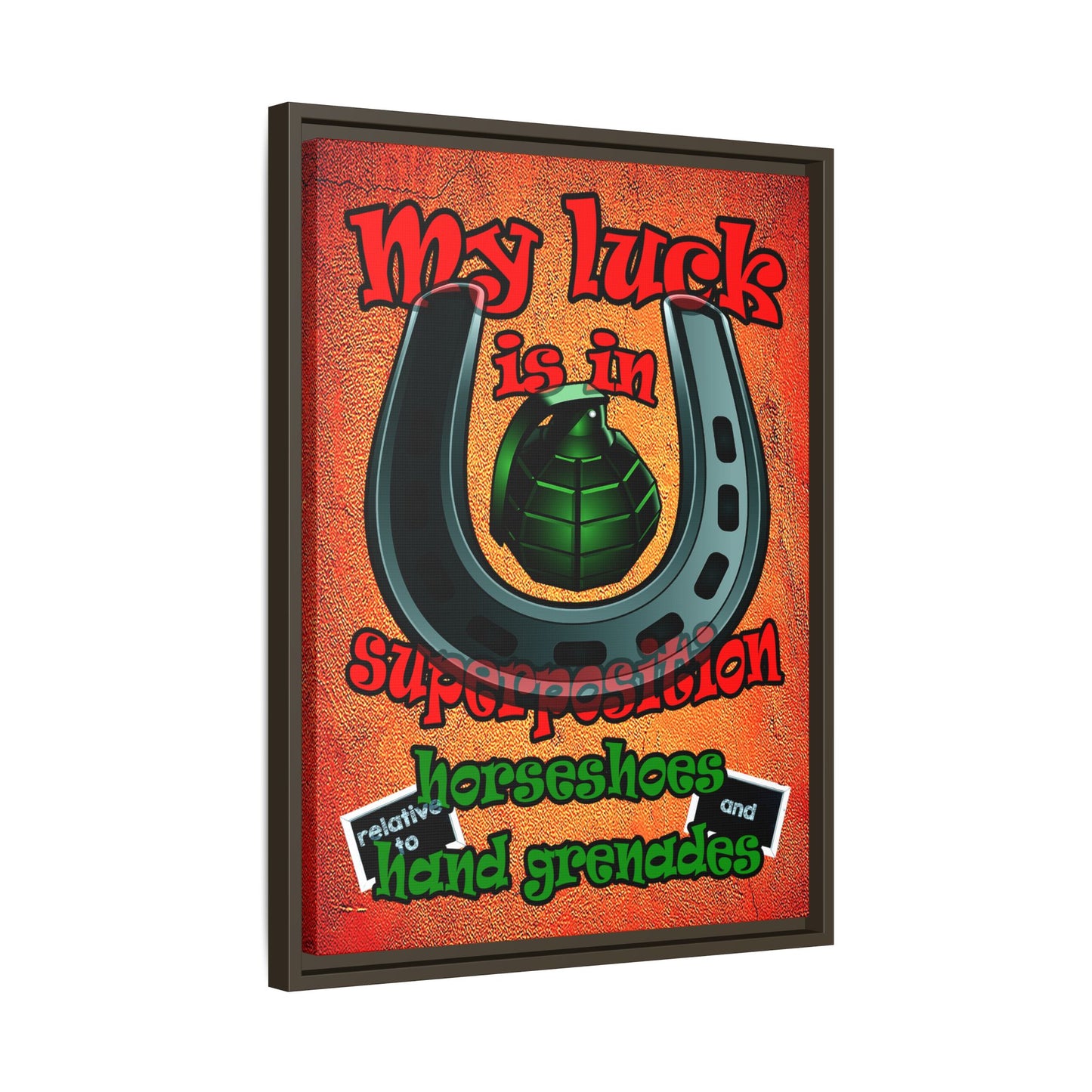 my luck - framed canvas art (burnt orange)