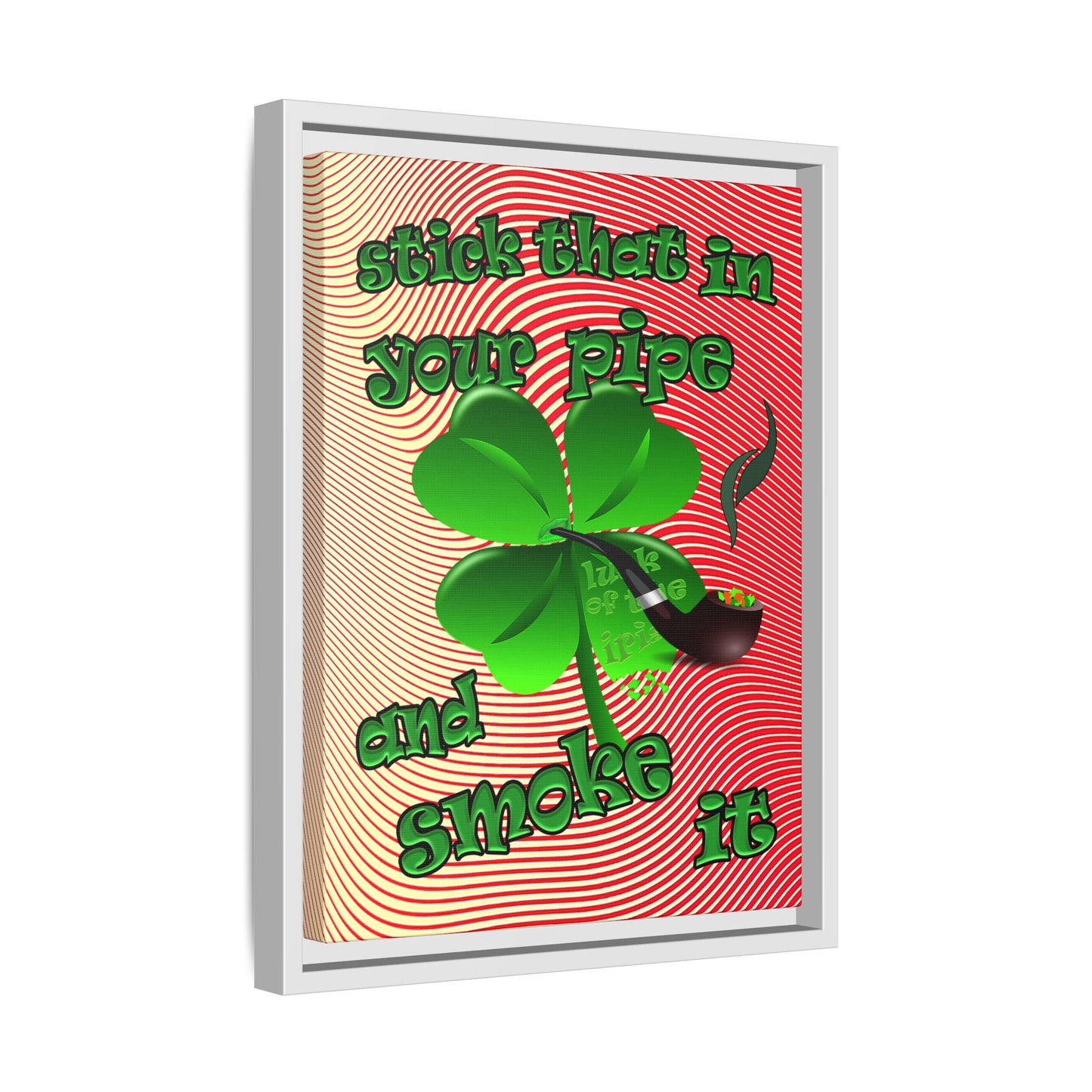 stick that in your pipe and smoke it - framed canvas art (yellow-orange wave)