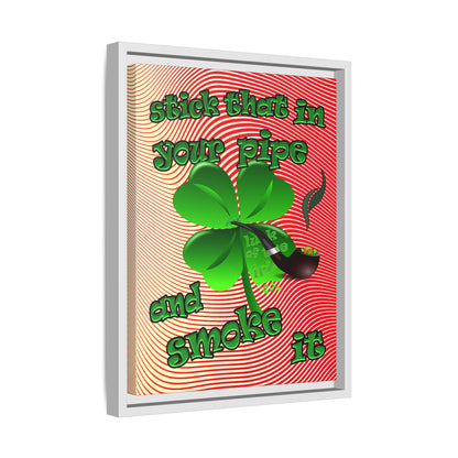 stick that in your pipe and smoke it - framed canvas art (yellow-orange wave)