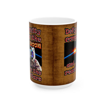 defy conquer reach - White Mug (brown papyrus)
