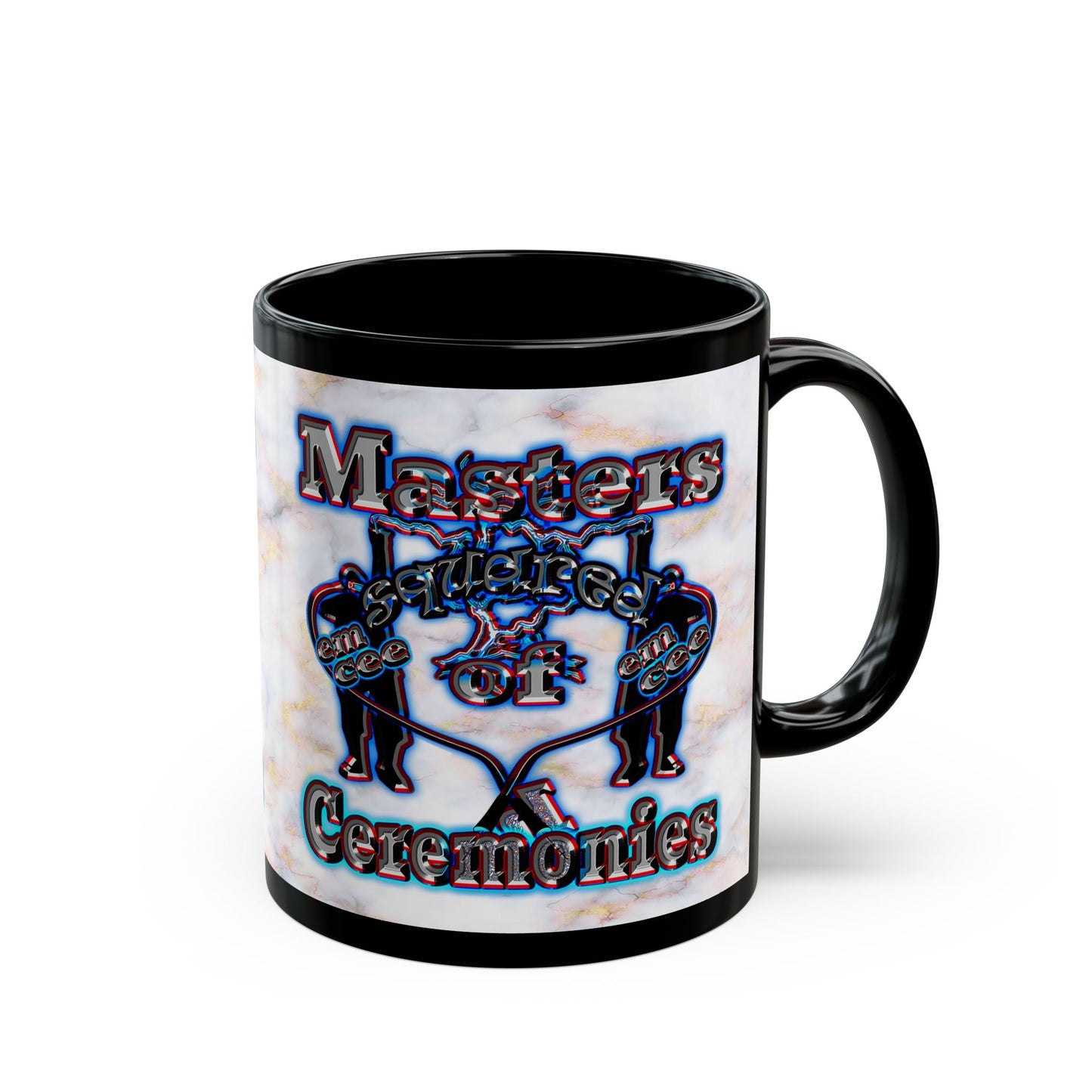em cee squared - Black Mug (white marble)