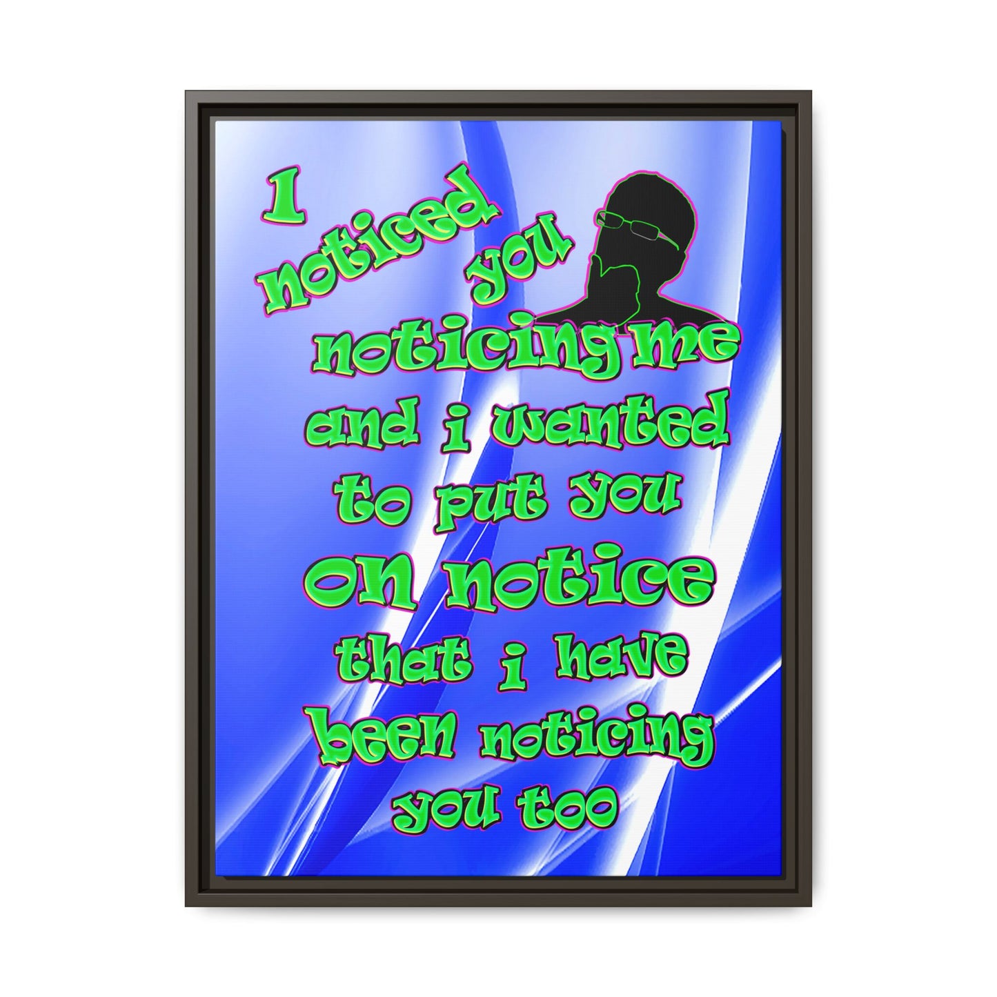 noticed you noticing - framed canvas art (blue-white wave)