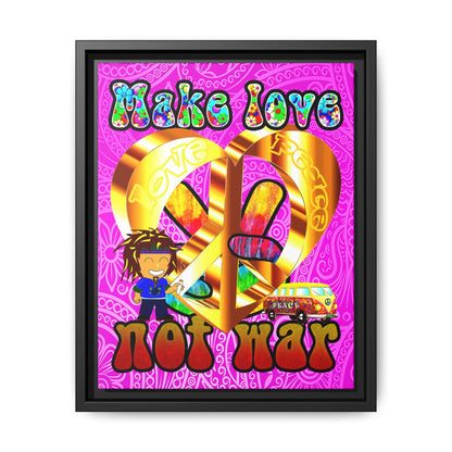 love peace - framed canvas art (pink swirl)