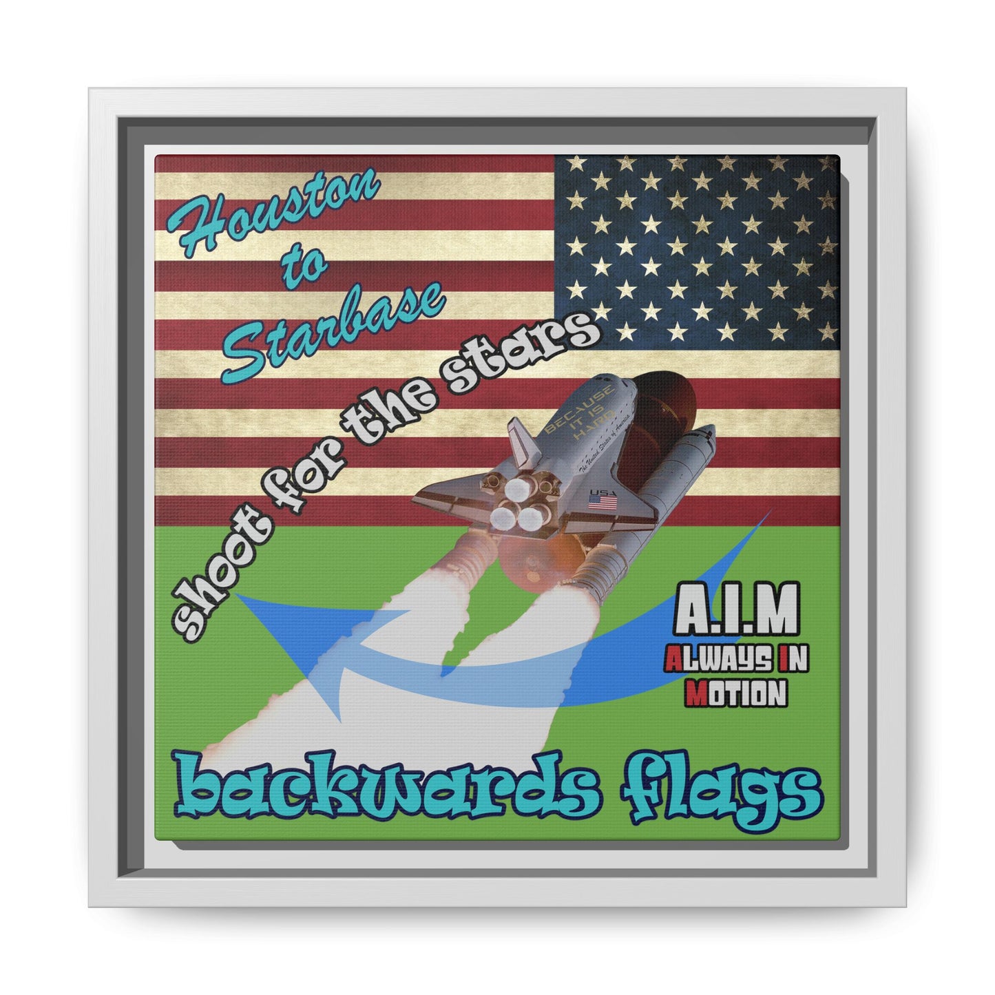 shoot for the stars - framed canvas art (green)