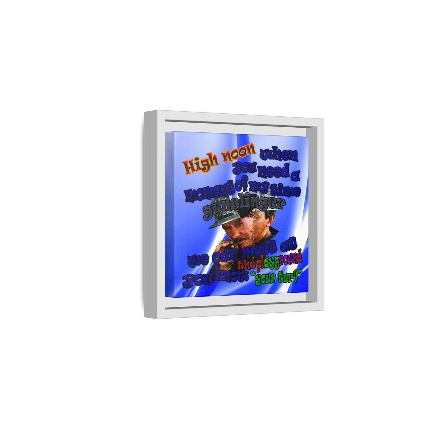 high noon - framed canvas art (blue-white wave)