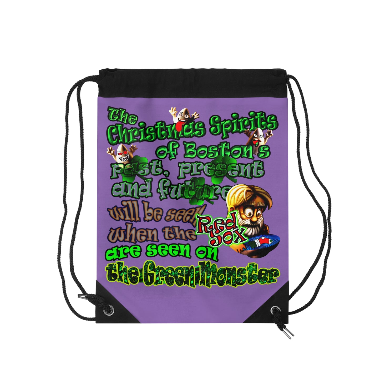 christmas spirits of boston - Drawstring Bag (light purple)