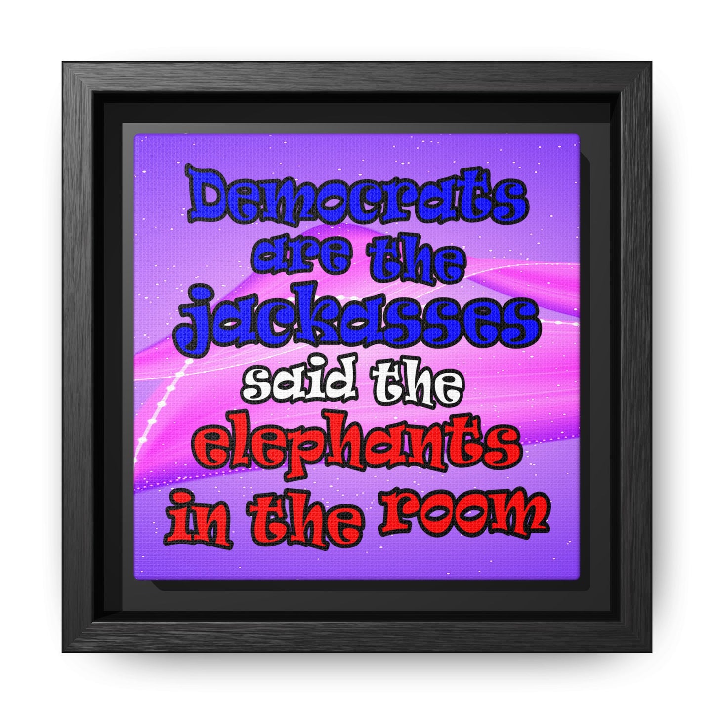 donkeys and elephants - framed canvas art (purple-pink wave)