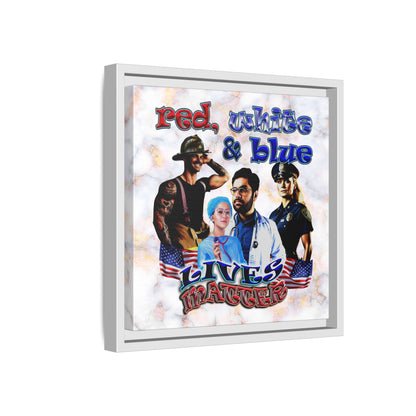 rw&b lives matter - framed canvas art (white marble)