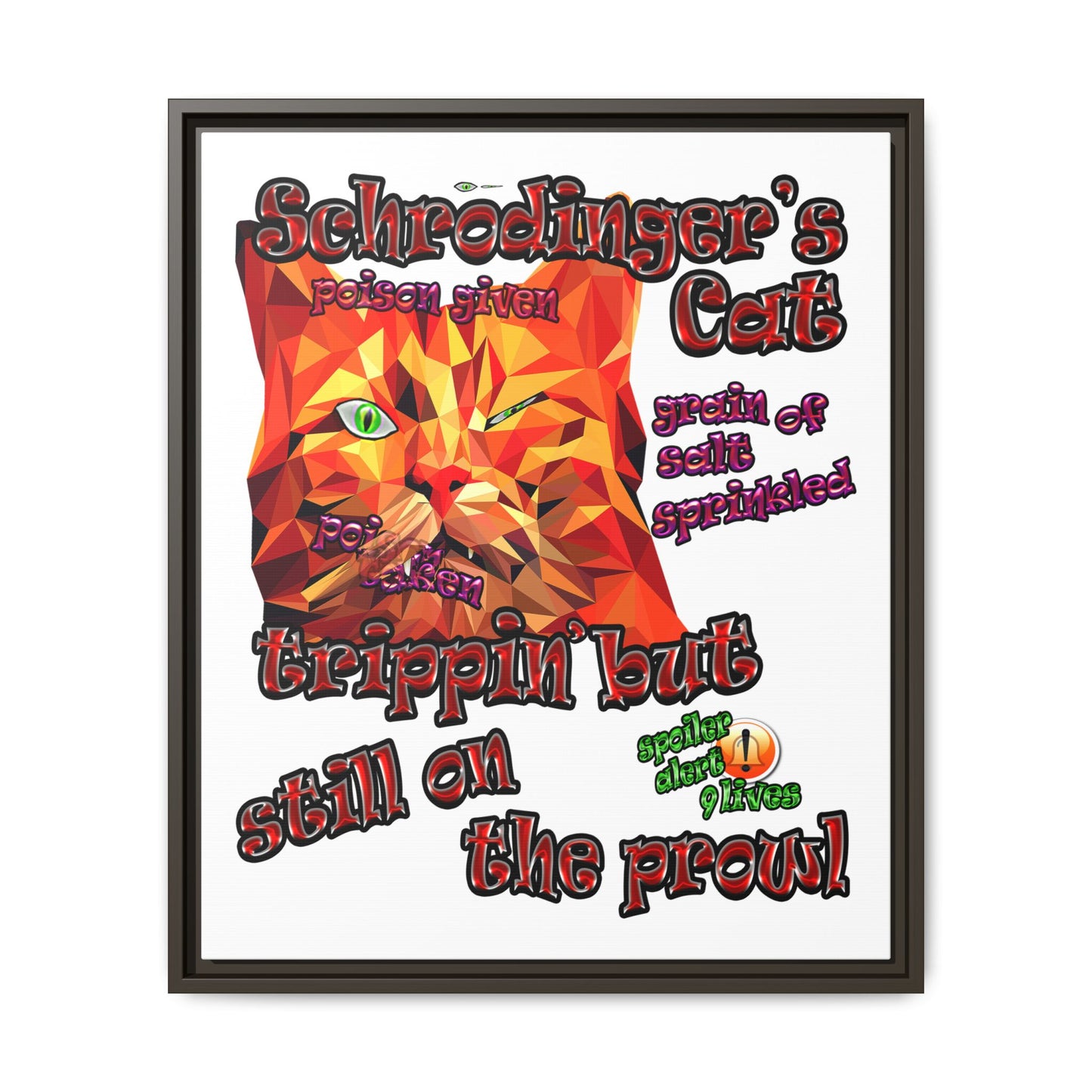 schrodinger's cat - framed canvas art (white)