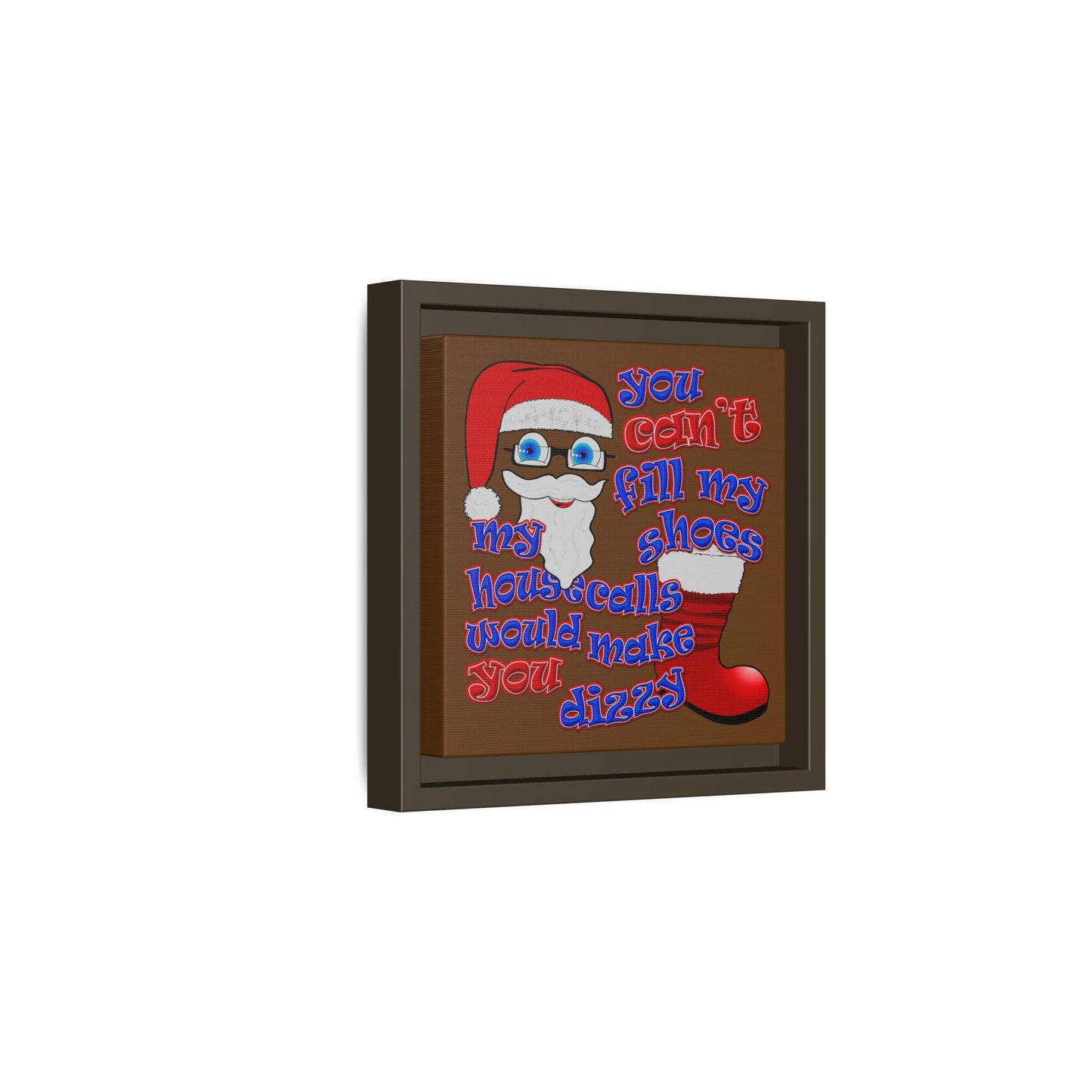 santa's shoes - framed canvas art (brown)