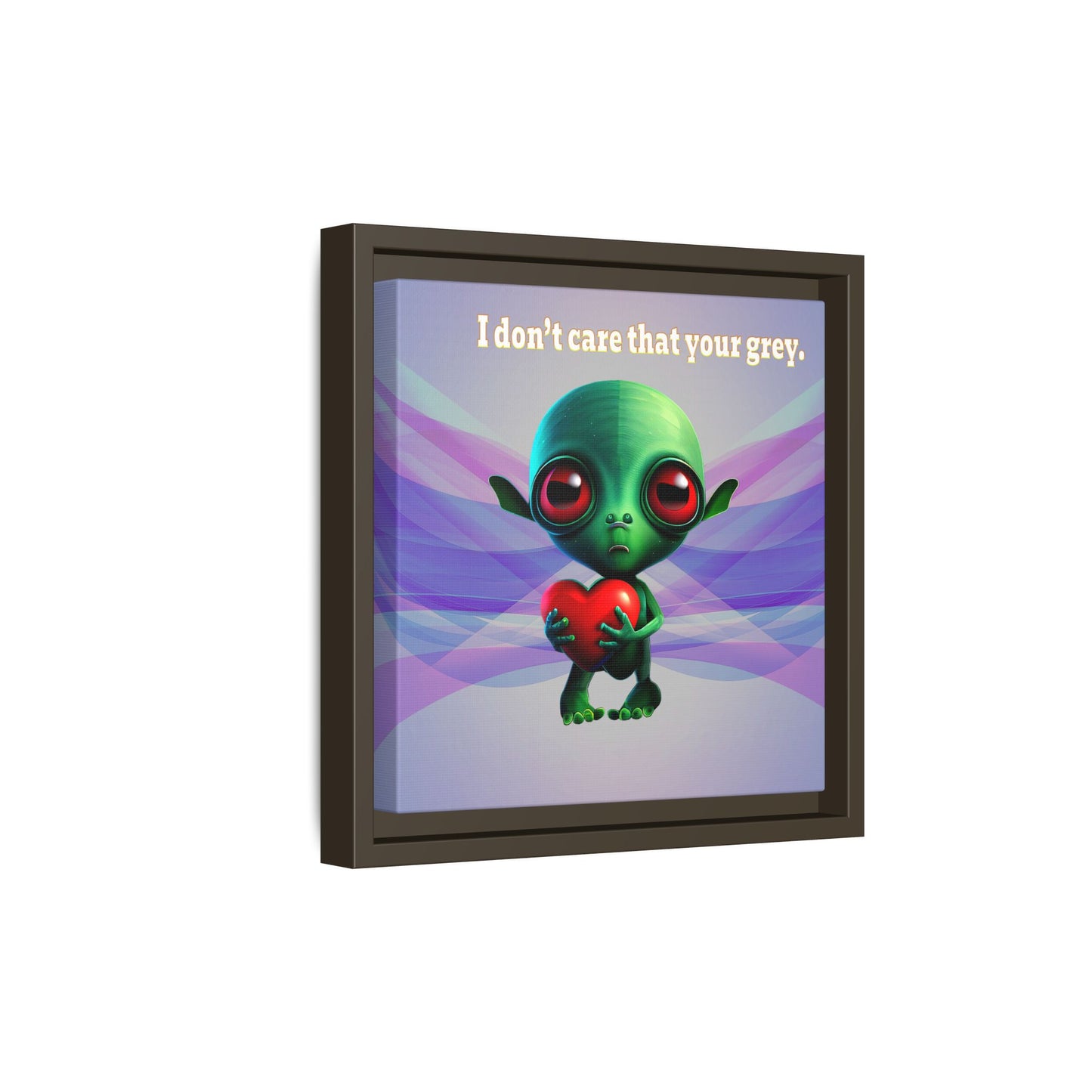 I don't care that your grey - framed canvas art (light blue-pink wave)