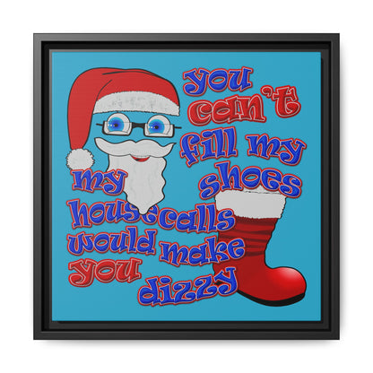 santa's shoes - framed canvas art (turquoise)