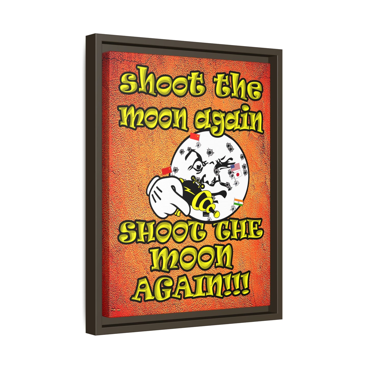 shoot the moon again - framed canvas art (burnt orange)