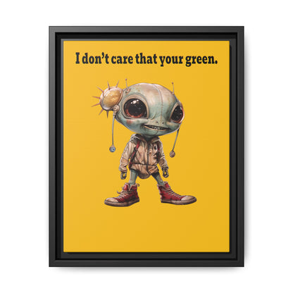 I don't care that your green - framed canvas art (yellow)