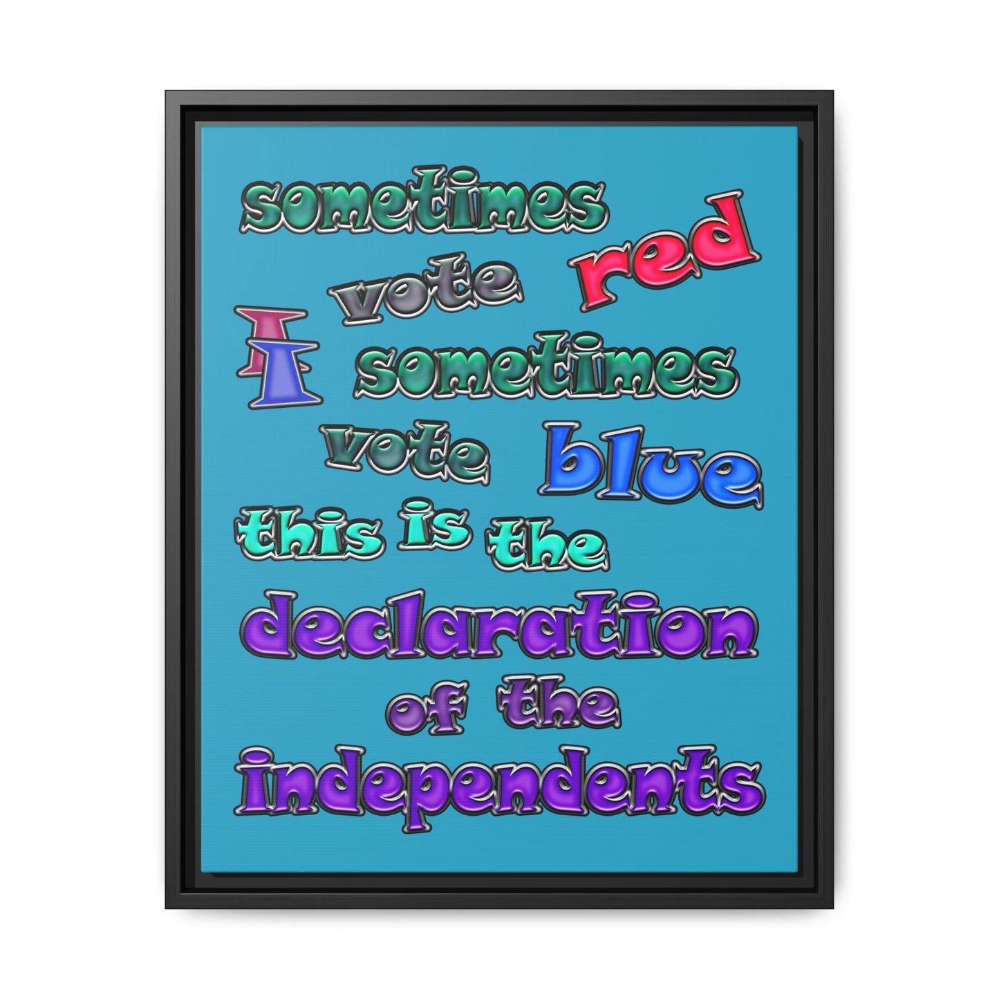 declaration of the independents - framed canvas art (turquoise)