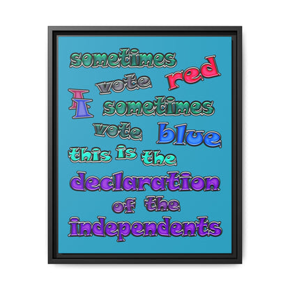 declaration of the independents - framed canvas art (turquoise)
