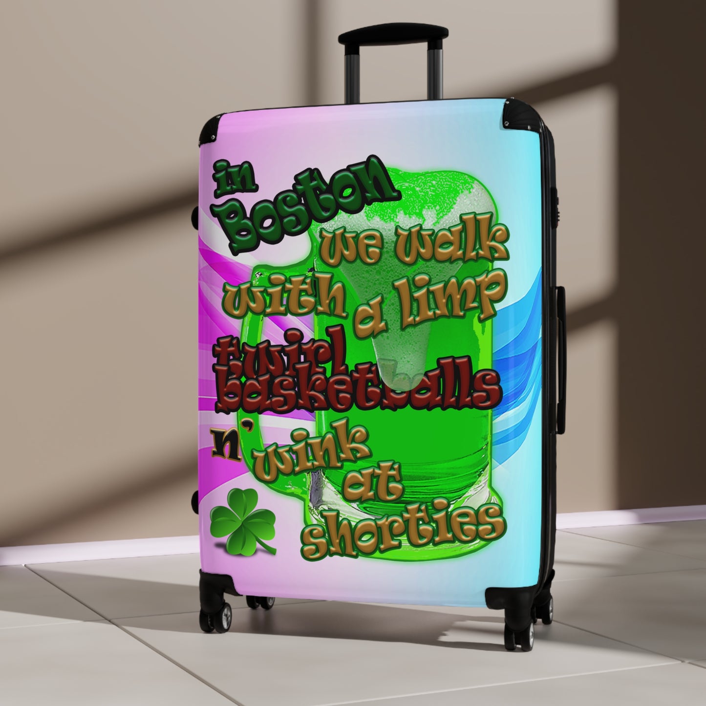 celtics logo - Suitcase (light blue-pink wave)