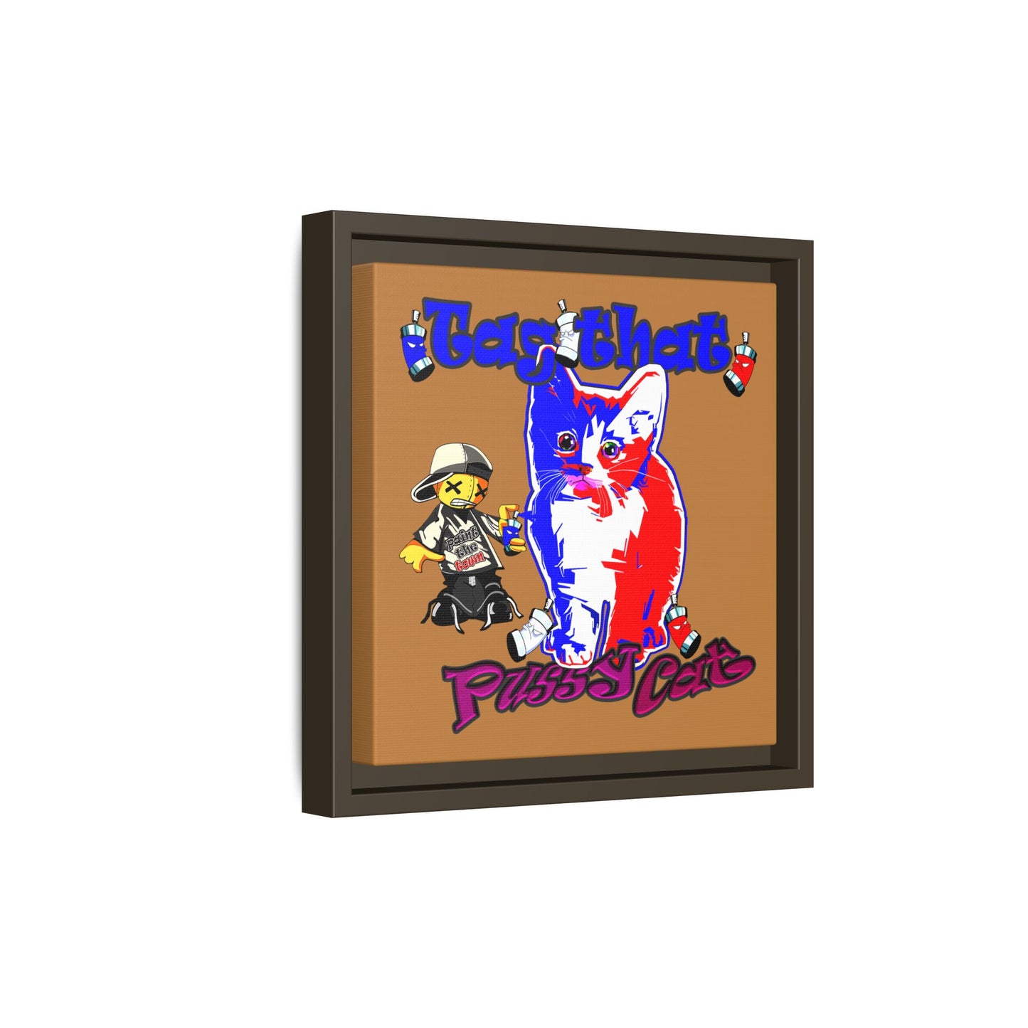 tag that - framed canvas art (light brown)