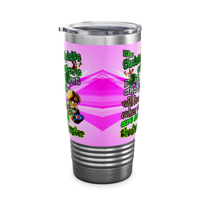 christmas spirits of boston - Ringneck Tumbler, 20oz (light blue-pink wave)