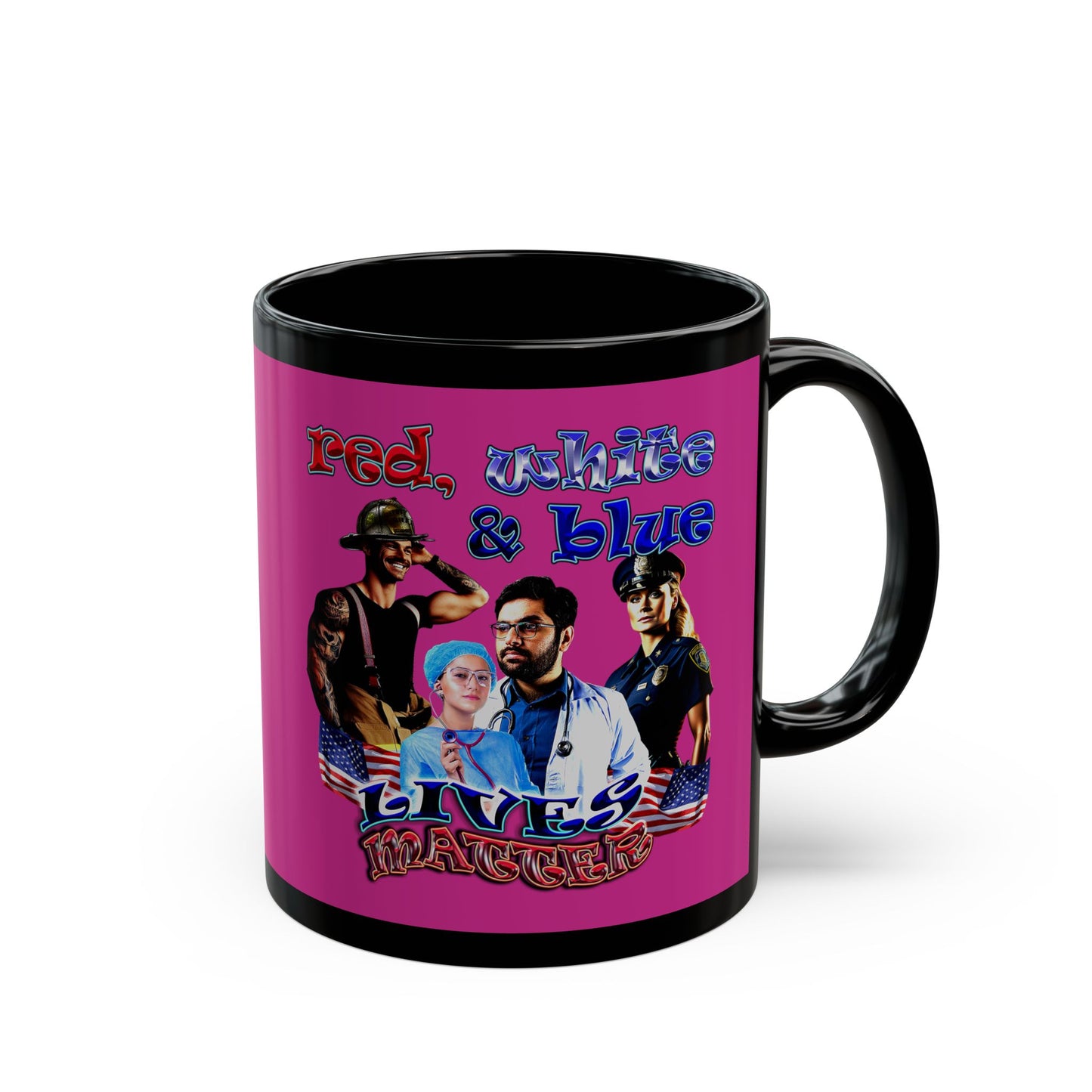 rw&b lives matter - Black Mug (pink)