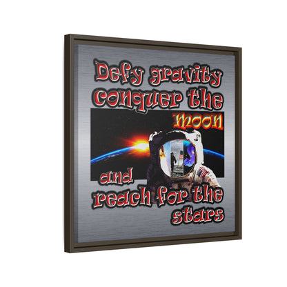 defy conquer reach - framed canvas art (brushed nickel)