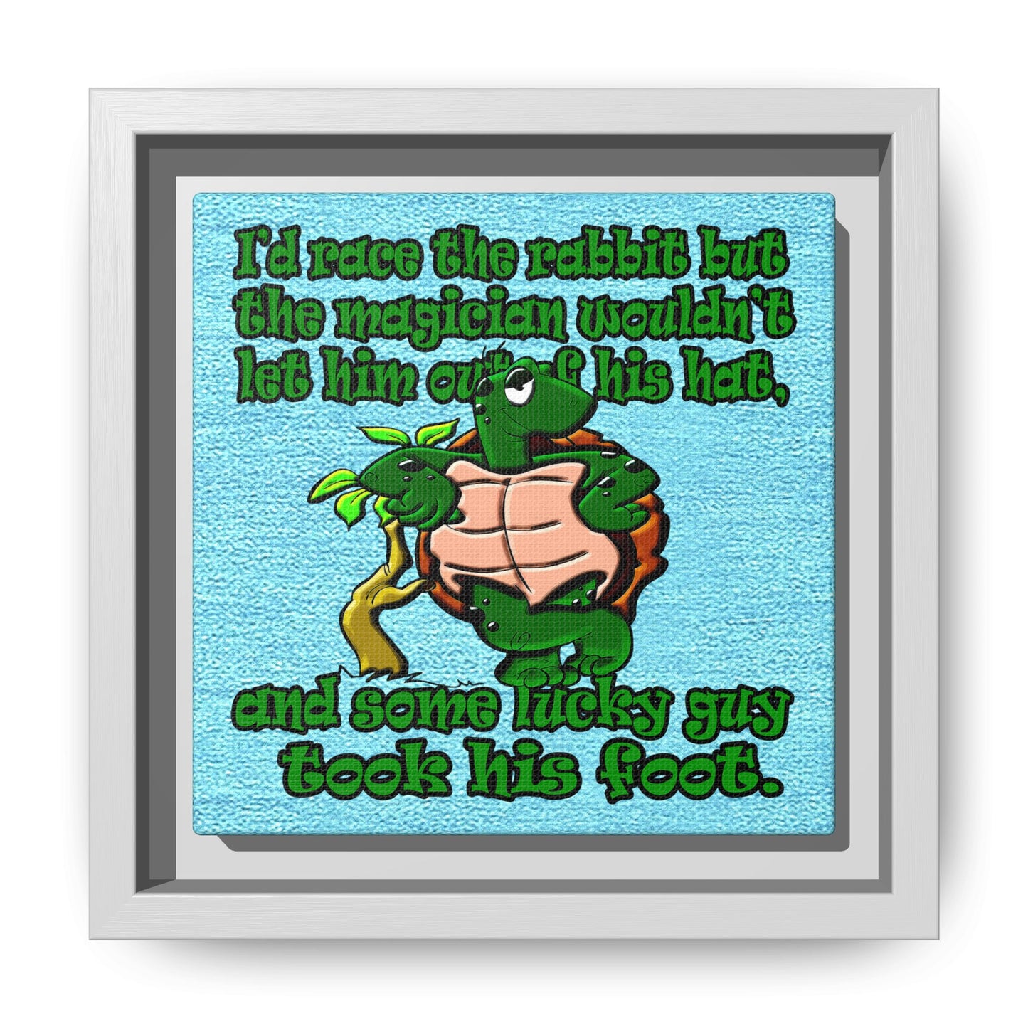 turtle race - framed canvas art (faded blue)