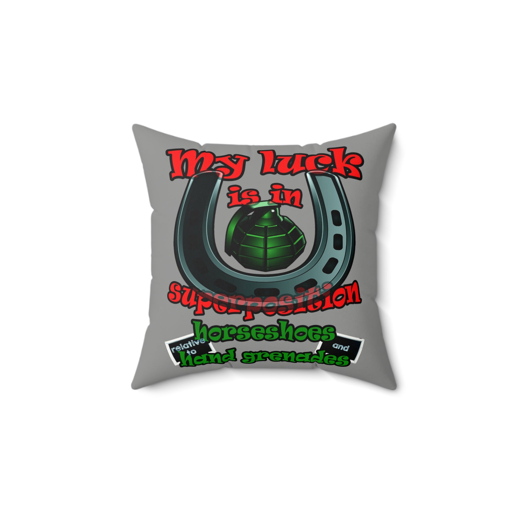 my luck - Faux Suede Square Pillow - (grey)