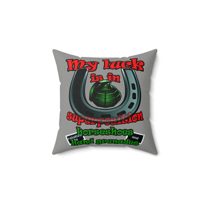 my luck - Faux Suede Square Pillow - (grey)