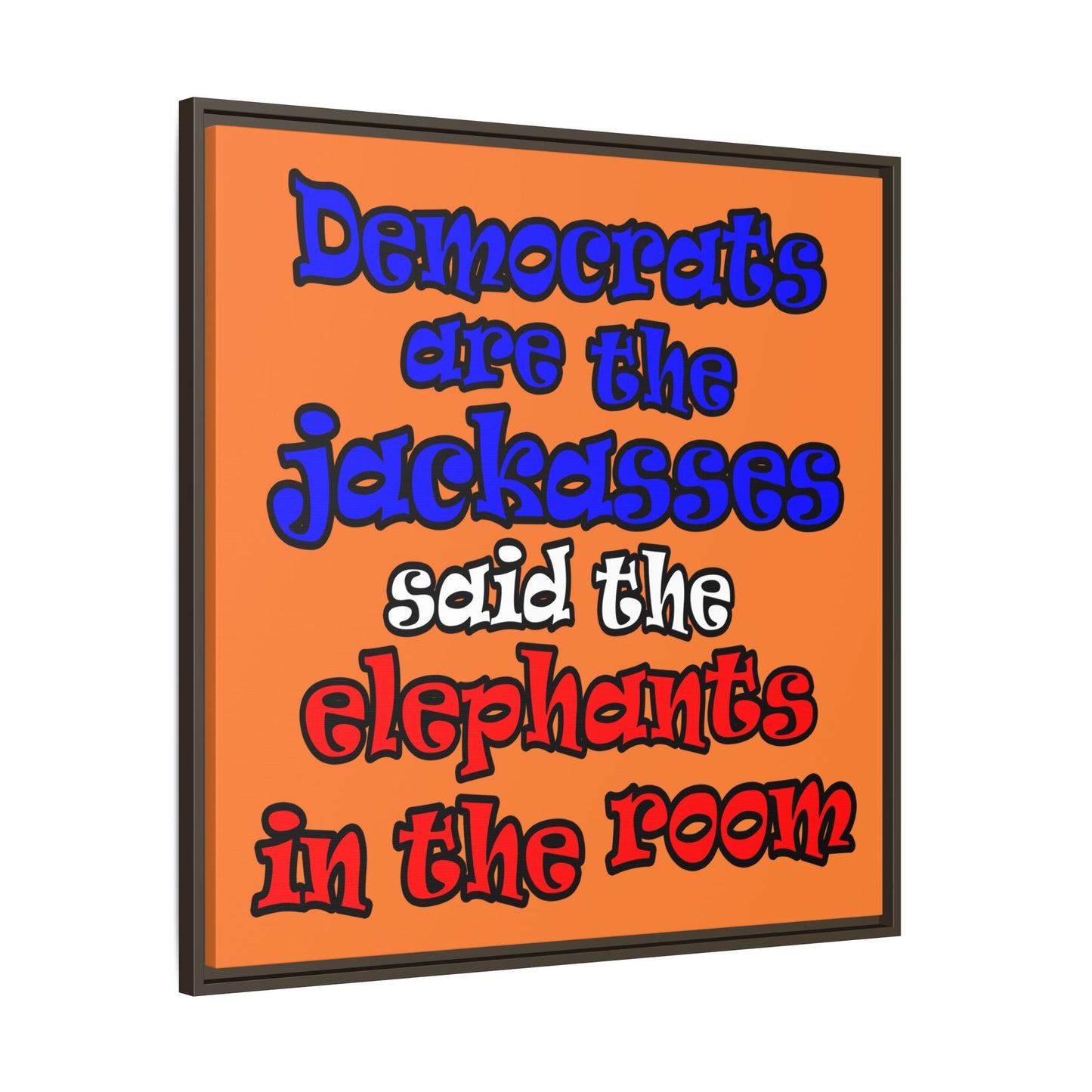 donkeys and elephants - framed canvas art (crusta)