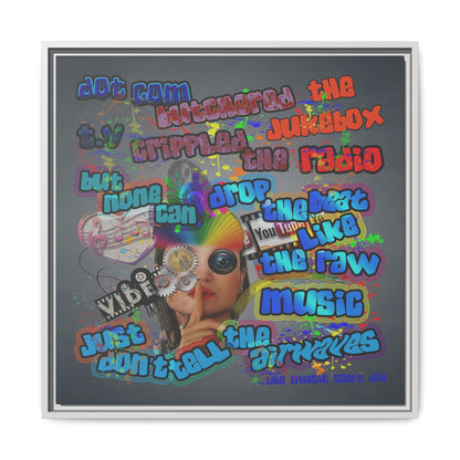 drop the beat - framed canvas art (grey-light grey)