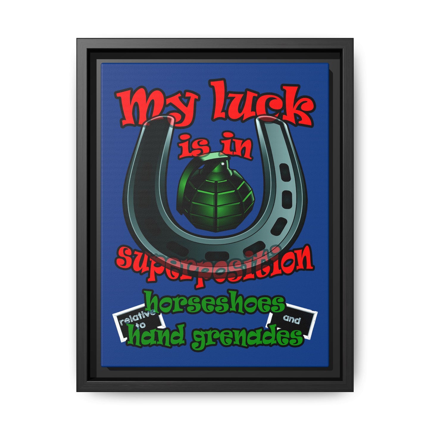 my luck - framed canvas art (dark blue)