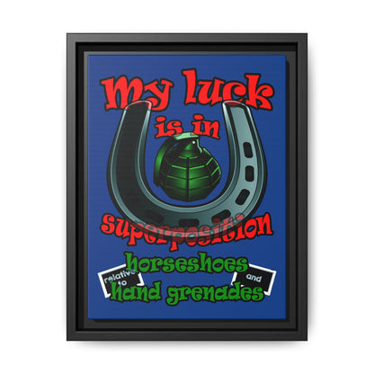 my luck - framed canvas art (dark blue)