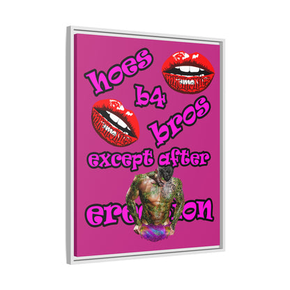 hoes b4 bros - framed canvas art (pink)