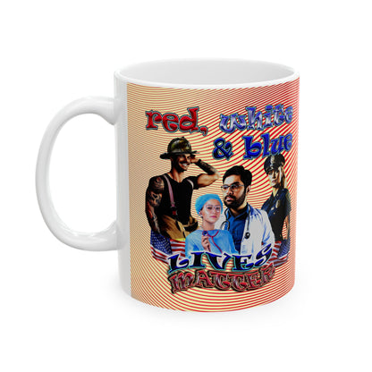 rw&b lives matter - White Mug (yellow-orange wave)