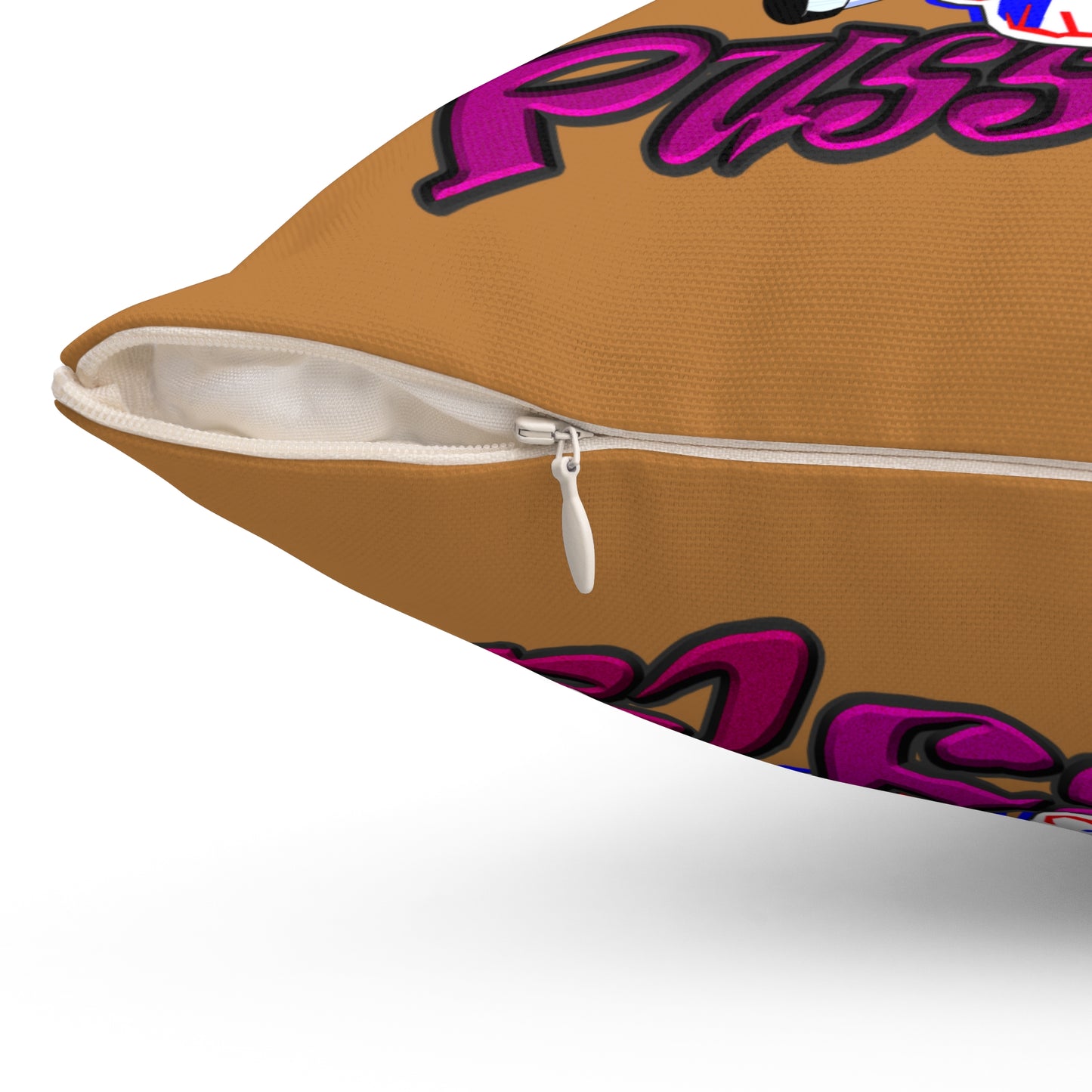 tag that - Spun Polyester Square Pillow - (light brown)