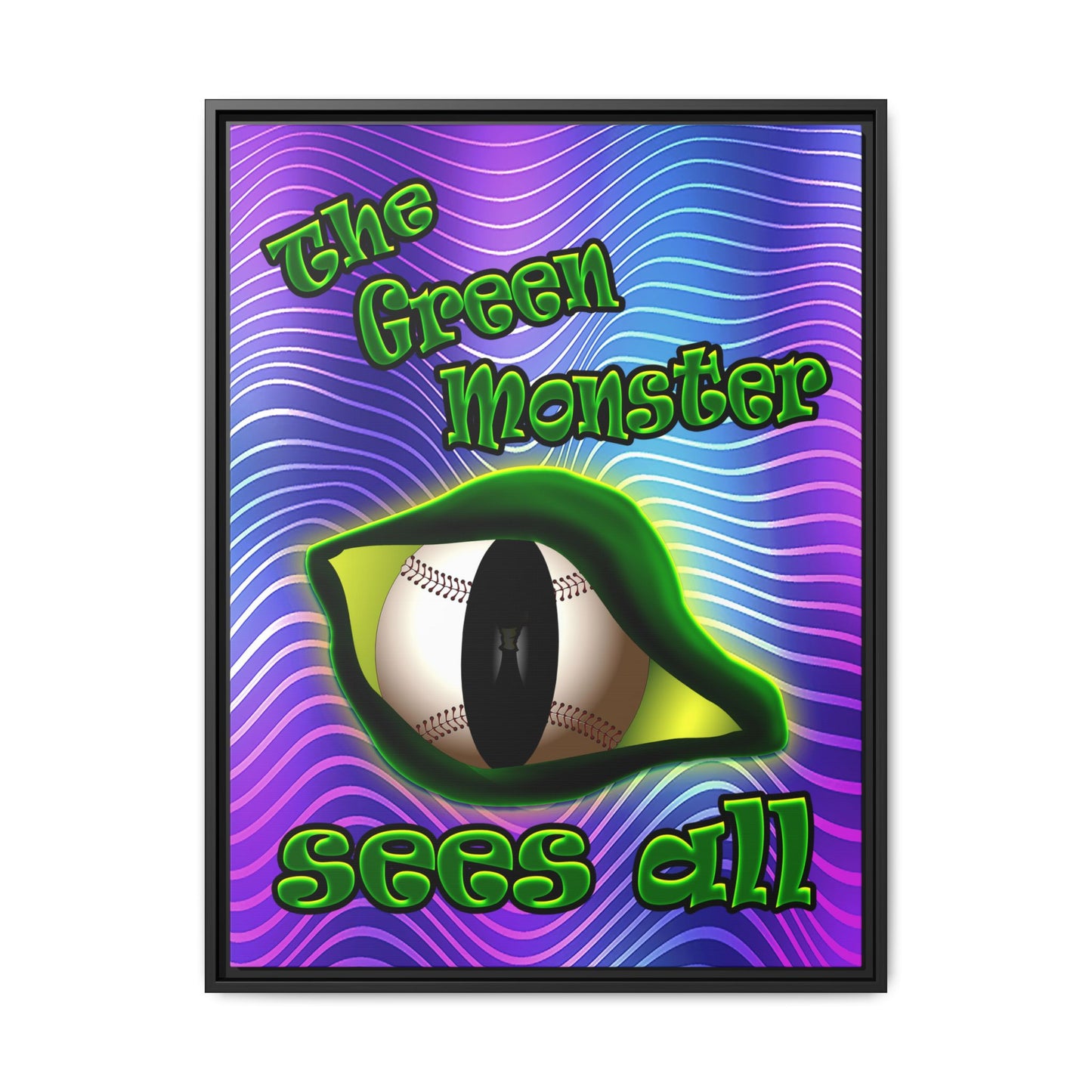 green monster - framed canvas art (purple wave)