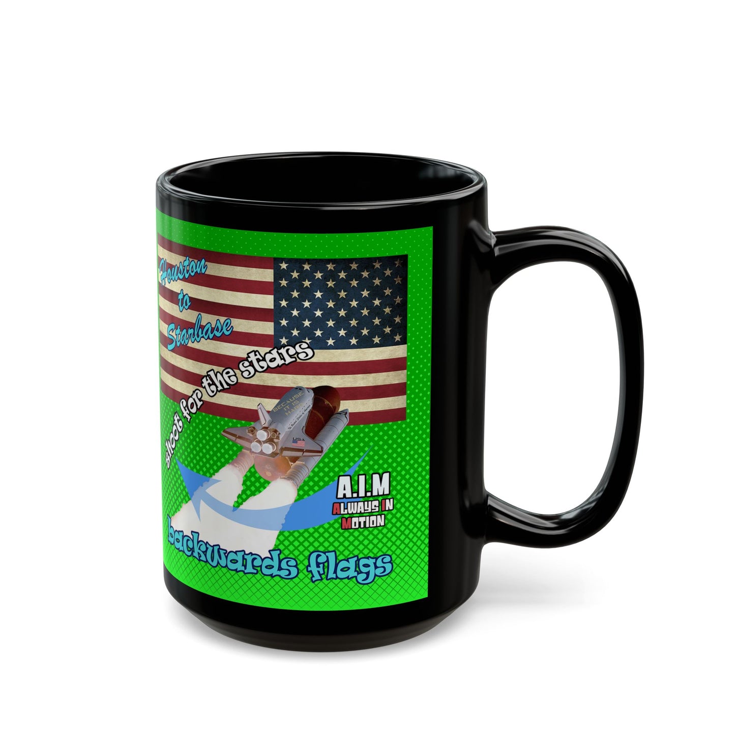 shoot for the stars - Black Mug (logo green)