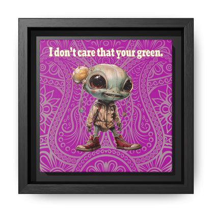 I don't care that your green - framed canvas art (pink swirl)