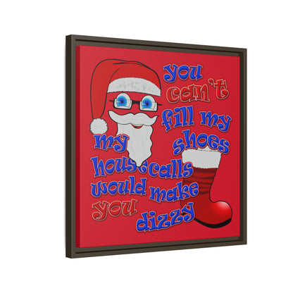 santa's shoes - framed canvas art (dark red)