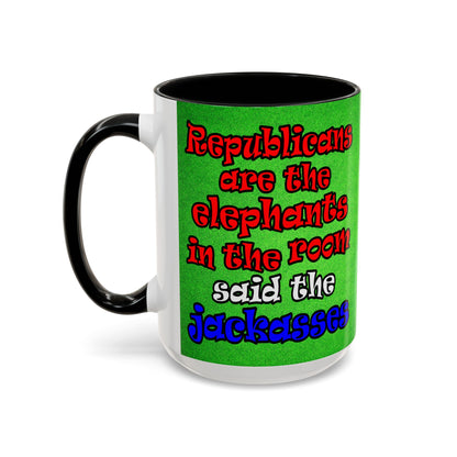 donkeys and elephants - Accent Mug (green turf)