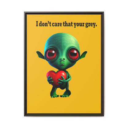 I don't care that your grey - framed canvas art (yellow)