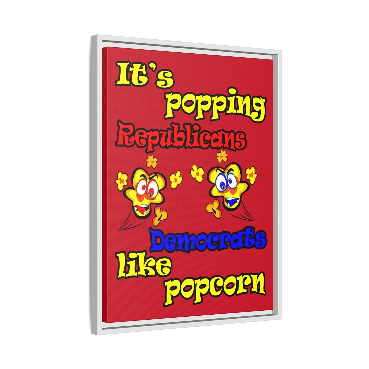 popping like popcorn - framed canvas art (dark red)