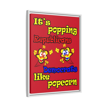 popping like popcorn - framed canvas art (dark red)